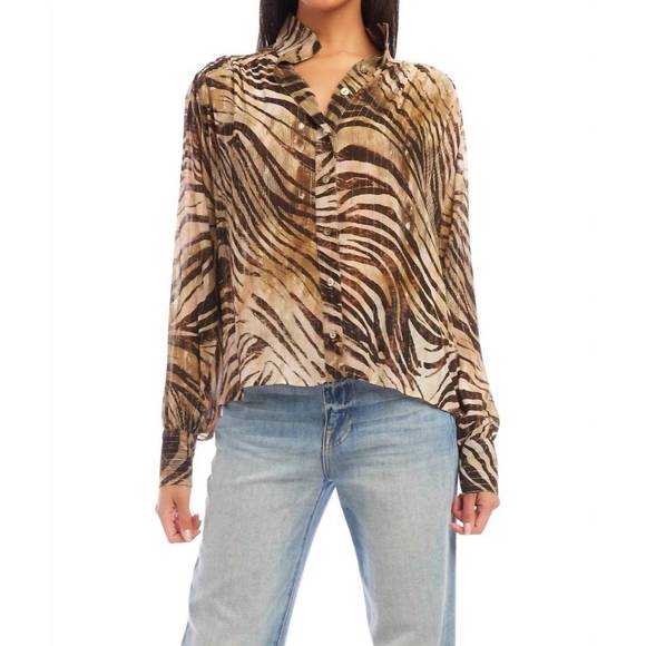 NEW FIFTEEN TWENTY pleated tie top in zebra - Picture 1 of 4